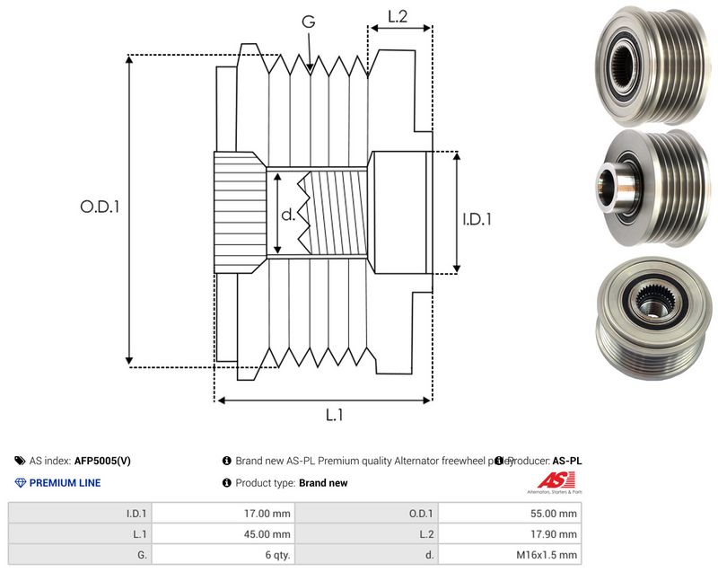 AS-PL AFP5005(V) Alternator Freewheel Clutch