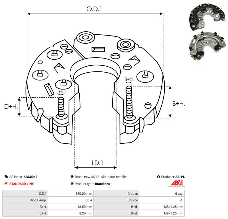 AS-PL ARC0043 Rectifier, alternator