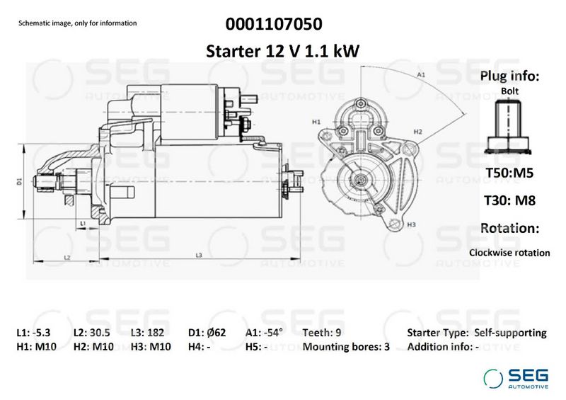SEG Automotive 0001107050 Starter