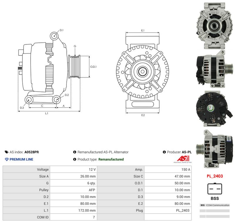 Generaator, AS-PL A0528PR