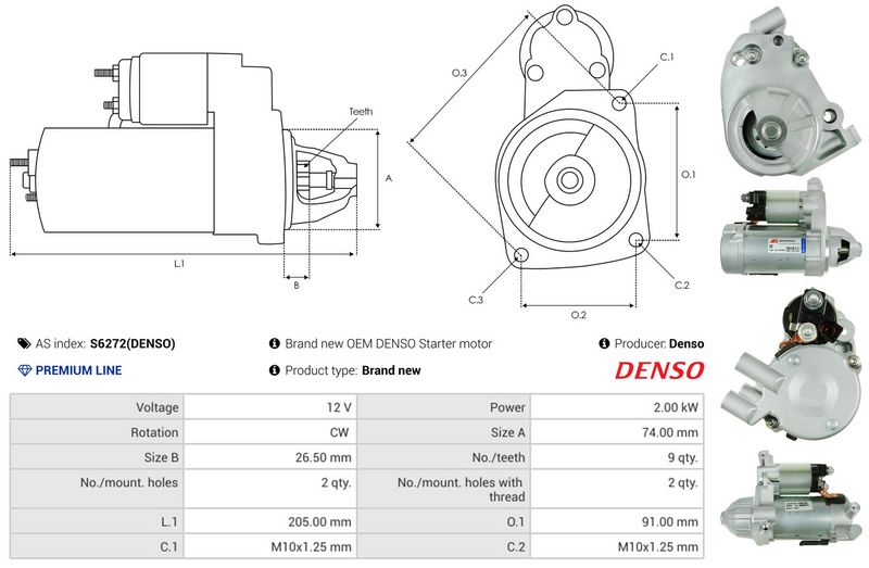 AS-PL S6272(DENSO) Starter
