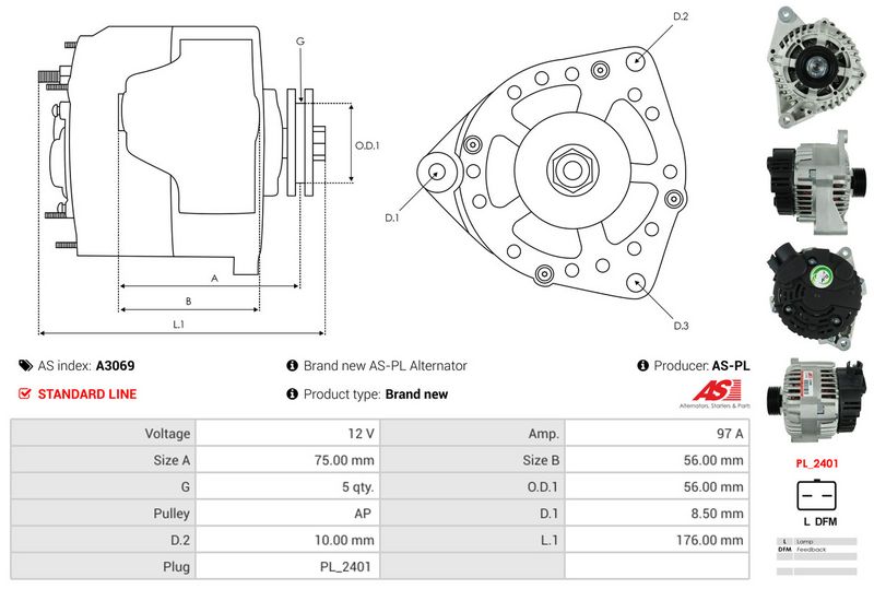 AS-PL A3069 Alternator