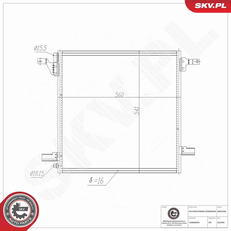 ESEN SKV 86SKV530 Condenser, air conditioning