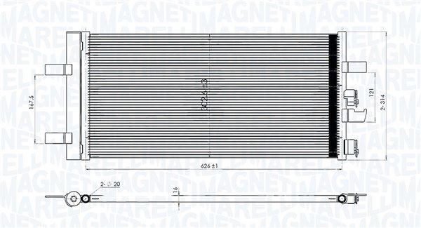 Condensator, climatizare MAGNETI MARELLI 350203108100