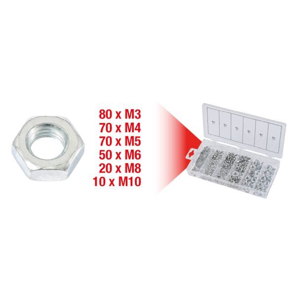 Sortimentslåda, muttrar, M3-M10, 300 delar