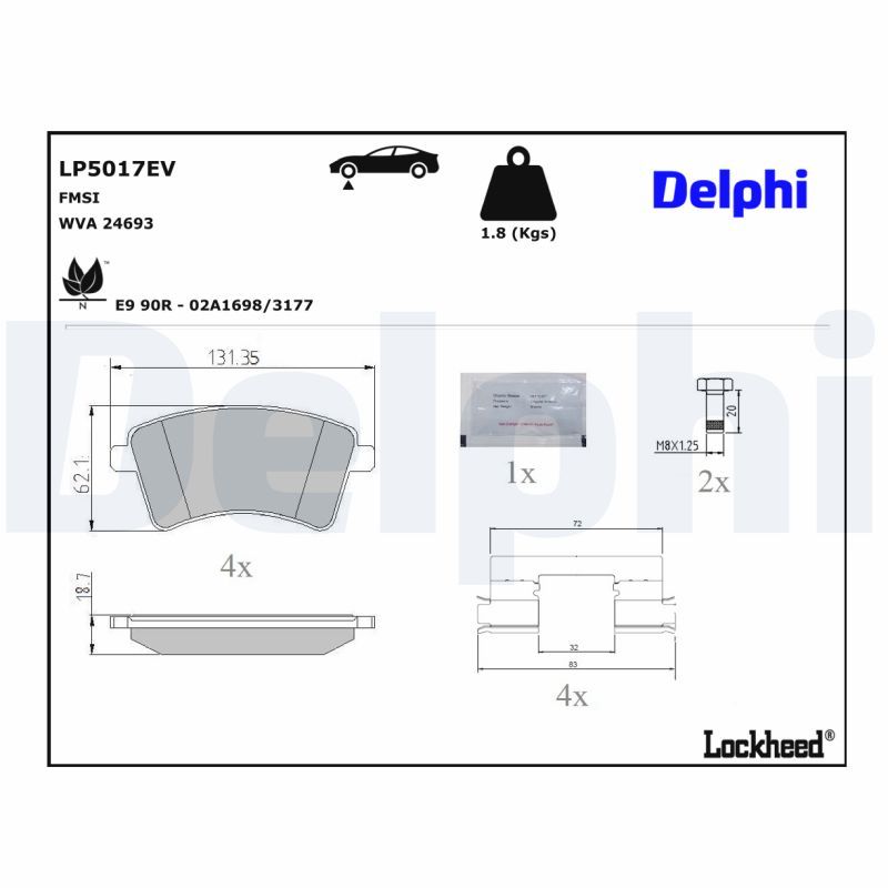 DELPHI LP5017EV Brake Pad Set, disc brake