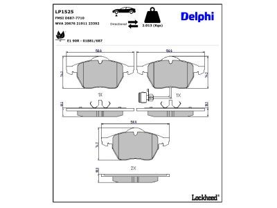 Set placute frana,frana disc LP1525 DELPHI