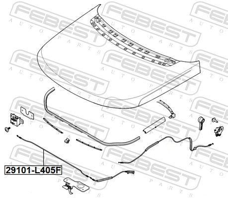 Mootorikapoti trossid, FEBEST 29101-L405F