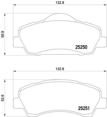 Колодка тормозов. диск. CITROEN C4 CACTUS 1.2 2014-,PEUGEOT 308 II 1.2 1.6 2013-передн. (выр-во BREMBO