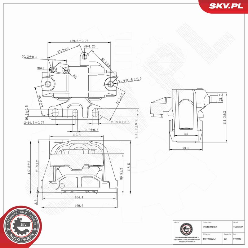 ESEN SKV 75SKV347 Mounting, engine