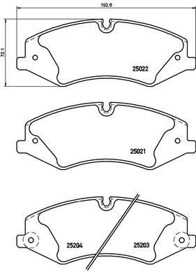 Колодка гальм. диск. LANDROVER DISCOVERY 09 -, RANGE ROVER 06 - передн. (вир-во BREMBO)