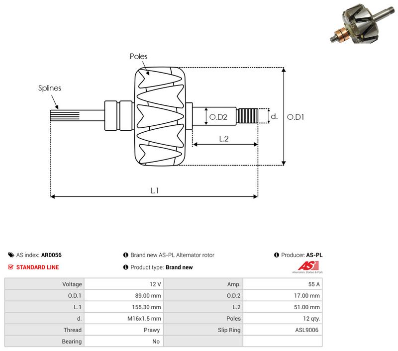 AS-PL AR0056 Rotor, alternator