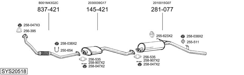 BOSAL kipufogórendszer SYS20518