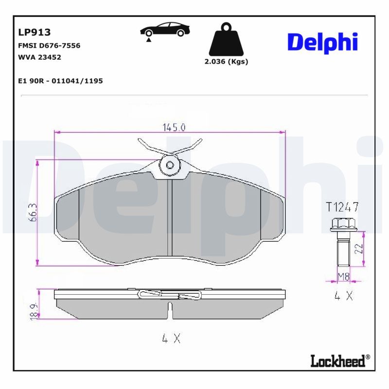 Piduriklotsi komplekt, ketaspidur, DELPHI LP913