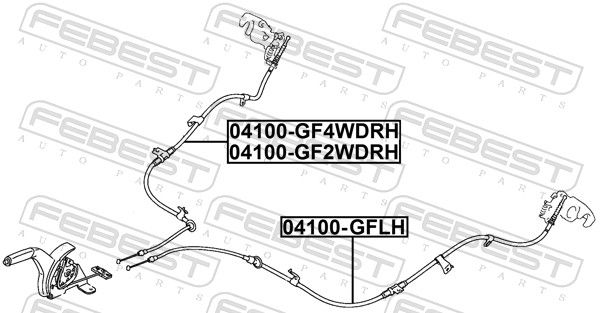 Тросовий привод, стоянкове гальмо, Febest 04100-GF4WDRH
