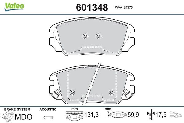 комплект спирачно феродо, дискови спирачки VALEO
