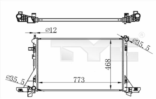 Радіатор, система охолодження двигуна, Tyc 728-0064