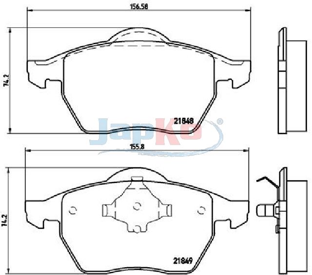 JAPKO 500312 Brake Pad Set, Disc Brake
