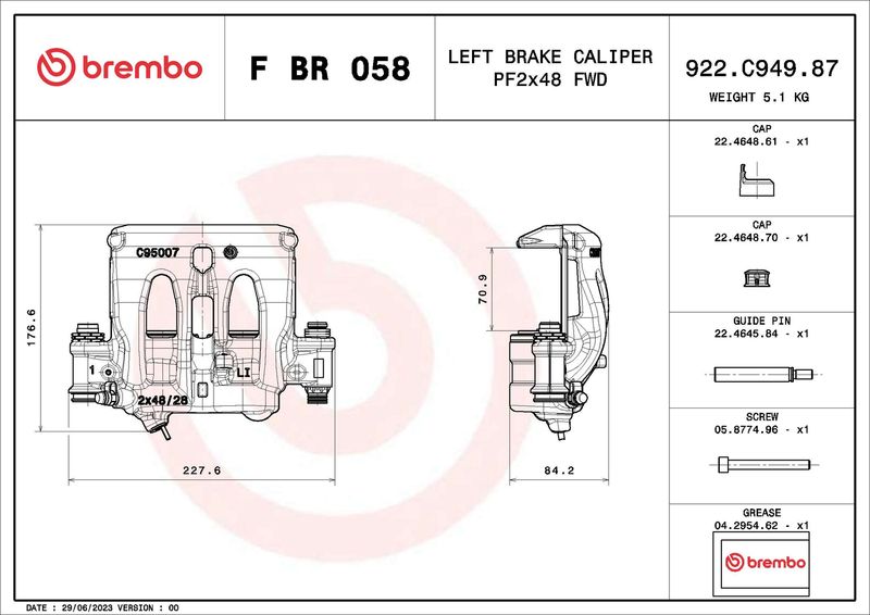 Гальмівний супорт, Brembo FBR058