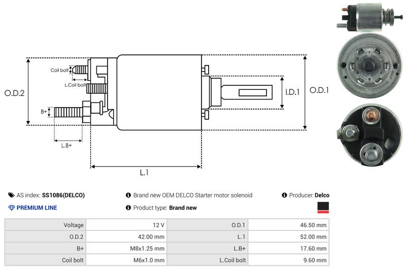 Magnetlülitus, starter, AS-PL SS1086(DELCO)