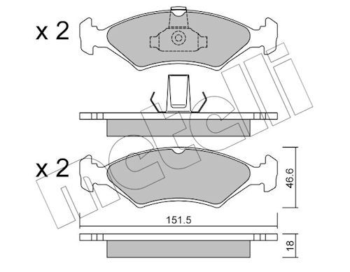 комплект спирачно феродо, дискови спирачки METELLI