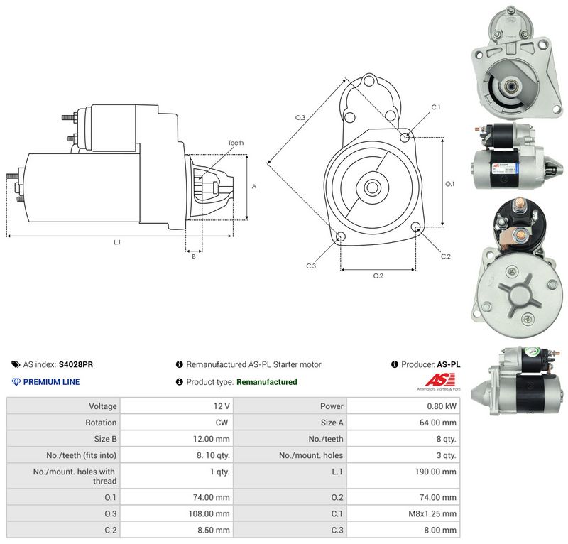 Starter, AS-PL S4028PR