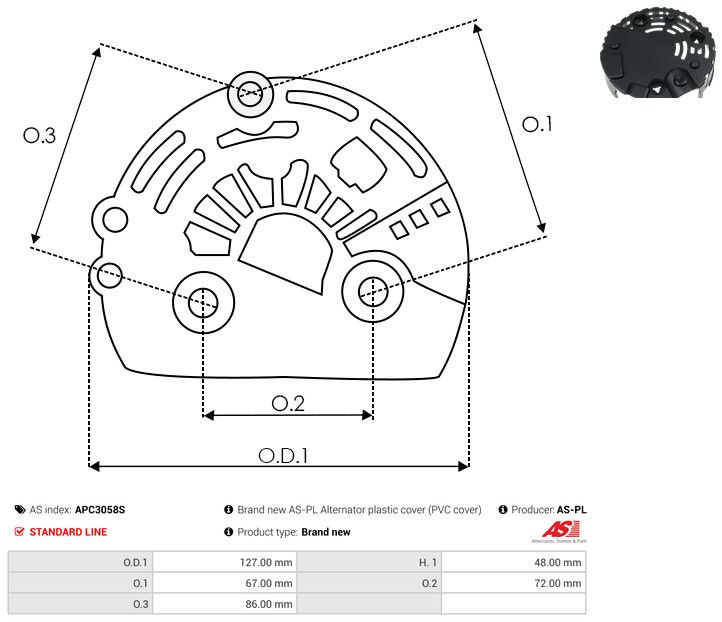 AS-PL APC3058S Protective Cap, alternator