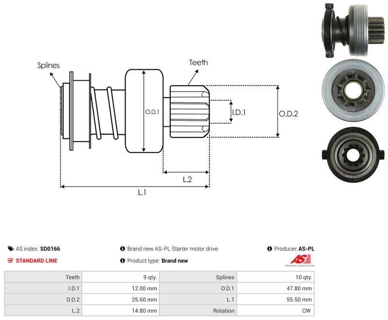 AS-PL SD0166 Freewheel Gear, starter