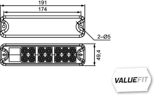 světlo koncové L/P, 12/24V, s odrazkou 2VP357021-011