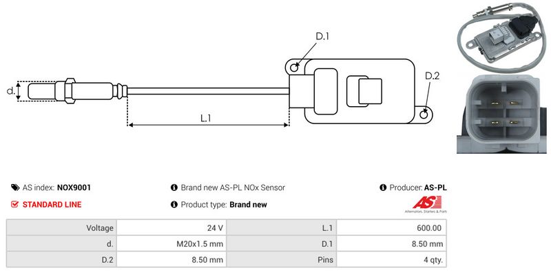 AS-PL NOX9001 NOx Sensor, urea injection