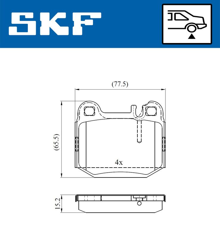 Комплект гальмівних накладок, дискове гальмо, Skf VKBP90482