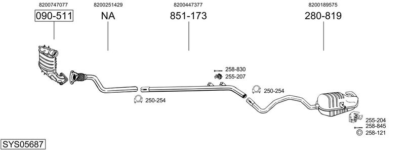 BOSAL kipufogórendszer SYS05687