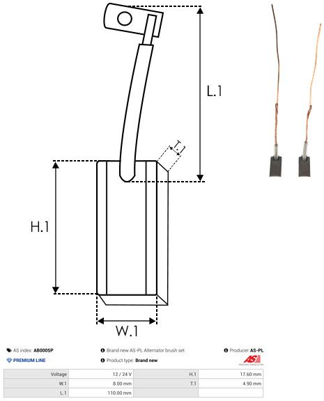 AS-PL AB0005P Carbon Brush, alternator