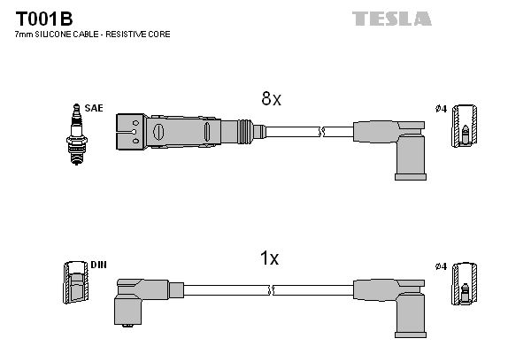 Комплект проводів високої напруги, Tesla T001B