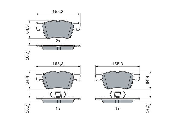 Комплект гальмівних накладок, дискове гальмо, Bosch 0986424885