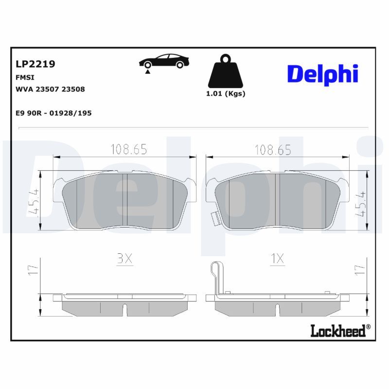 Piduriklotsi komplekt, ketaspidur, DELPHI LP2219