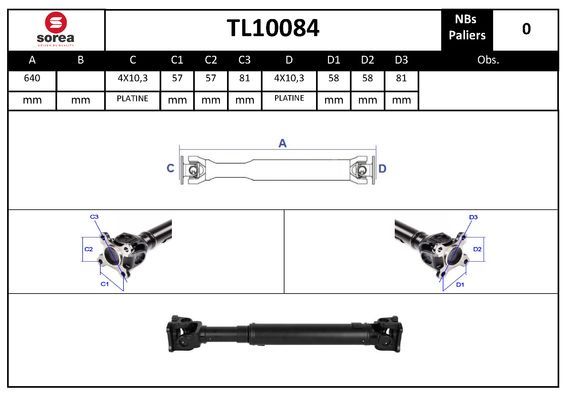 Карданний вал передній МКПП дизель NISSAN Terrano R20 93-06, Pickup Navara D22 97-05 372000W700