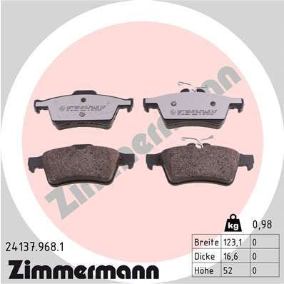 Комплект гальмівних накладок, дискове гальмо, Zimmermann 24137.968.1