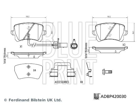 BLUE PRINT ADBP420030 Brake Pad Set, disc brake