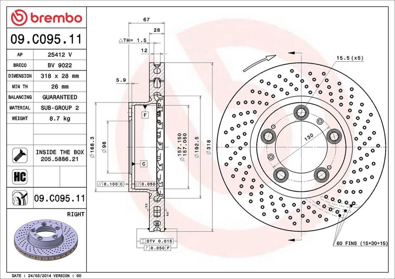 Disc frana 09.C095.11 BREMBO