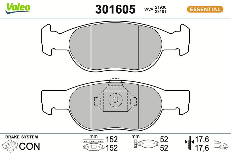 комплект спирачно феродо, дискови спирачки VALEO