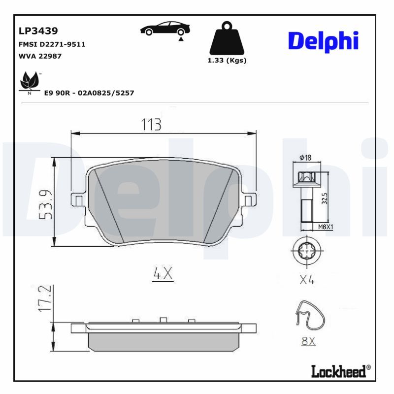DELPHI LP3439 Brake Pad Set, disc brake