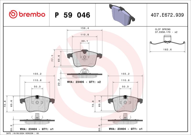 BREMBO Remblokkenset, schijfrem P 59 046