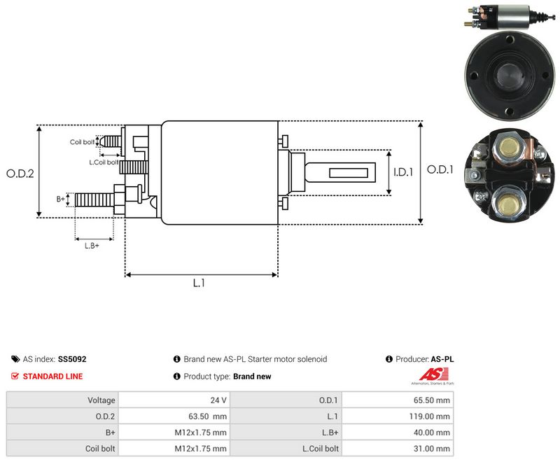 AS-PL SS5092 Solenoid Switch, starter