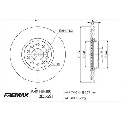 FREMAX BD-5621 Stabdžių diskas