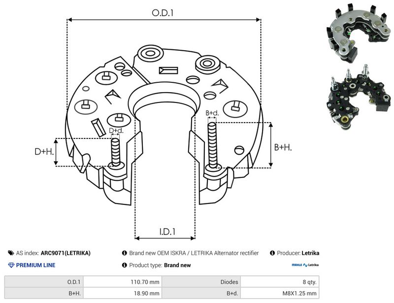 AS-PL ARC9071(LETRIKA) Rectifier, alternator