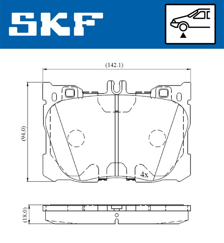 Комплект гальмівних накладок, дискове гальмо, Skf VKBP80190