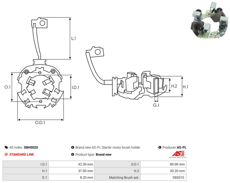 AS-PL SBH5020 Holder, carbon brushes