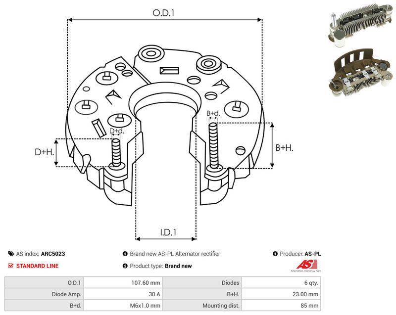 AS-PL ARC5023 Rectifier, alternator