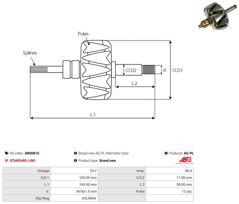AS-PL AR0081S Rotor, alternator